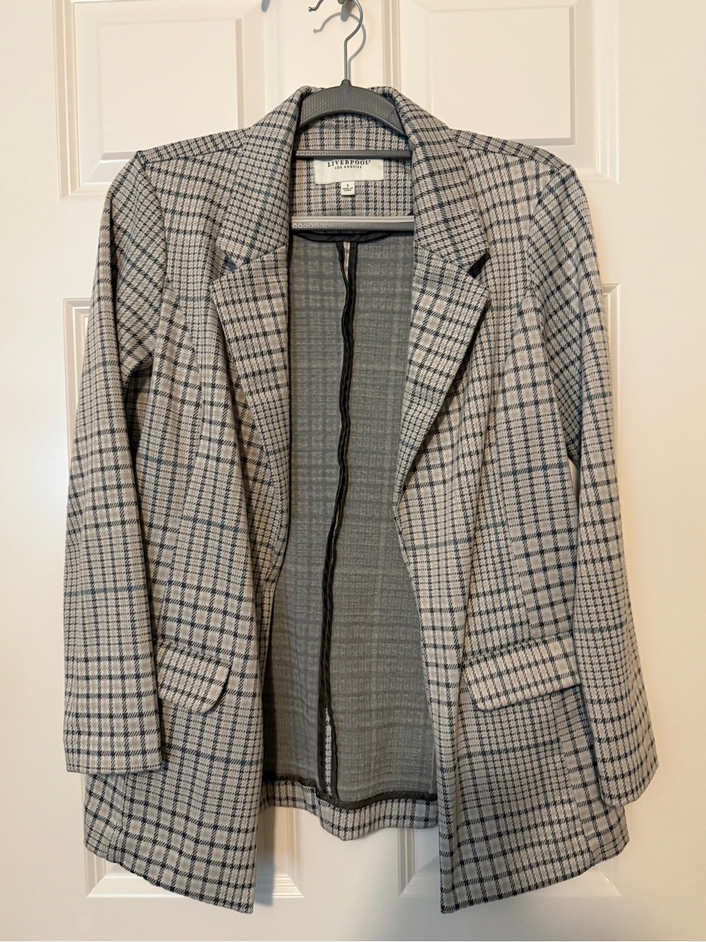 Liverpool Jeans Company Gray and Blue Plaid Blazer